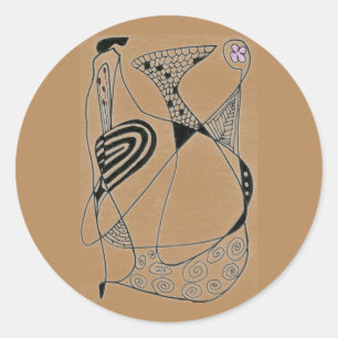 "Dancing Hen on Buff" Abstract Design Sticker