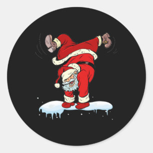 Dancing Hip Hop Santa Claus Xmas Christmas Party  Classic Round Sticker