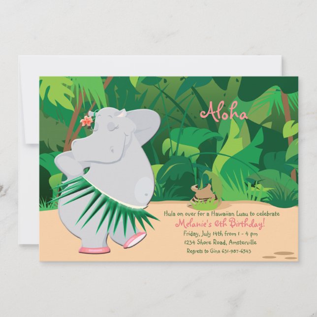 Dancing Hippo Invitation (Front)