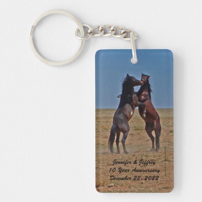 Dancing Horses Custom Keychain Anniversary Favour (Front)