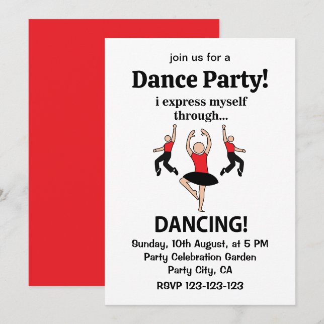 Dancing I Express Myself Through Dancing Invitation (Front/Back)