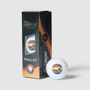 Dancing in the Dusk: Three Dolphins Leaping Golf Balls