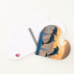 Dancing in the Dusk: Three Dolphins Leaping Notebook