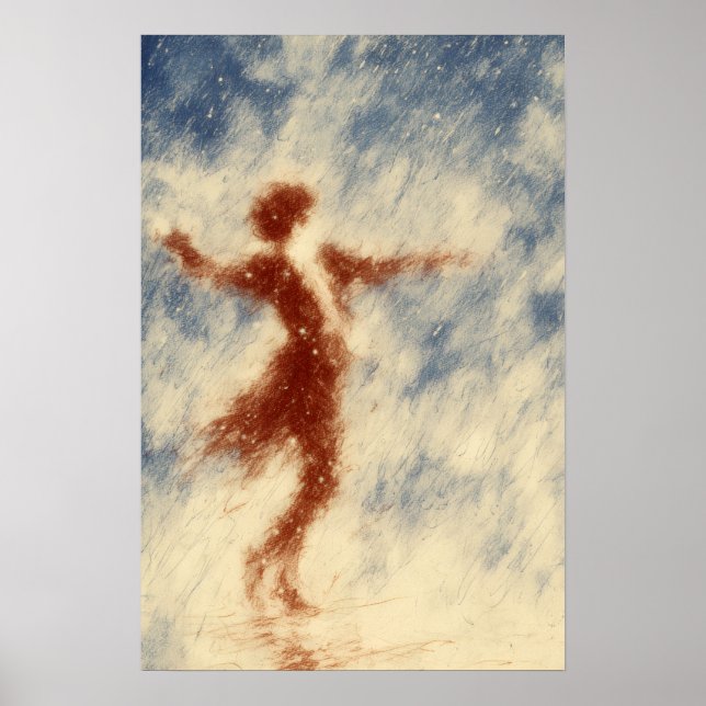Dancing in the Rain | Expressive Figurative Poster (Front)