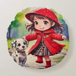 Dancing in the Rain Round Pillow