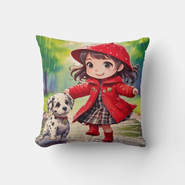 Dancing in the Rain Throw Pillow (Front)