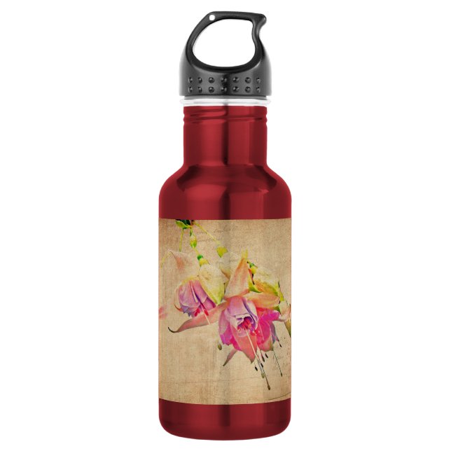 Dancing In The Wind - Fuchsia Flowers 532 Ml Water Bottle (Front)