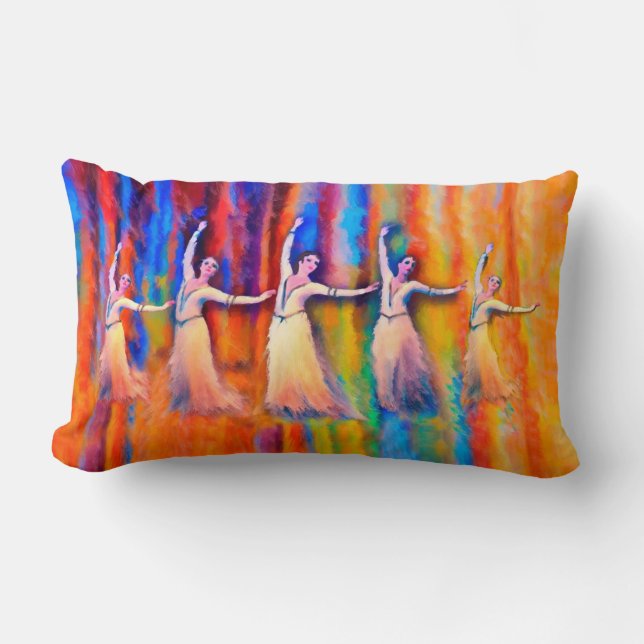 Dancing in Tricolor Lumbar Pillow (Front)