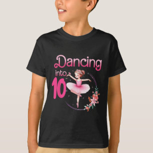 Dancing Into 10 Ballerina 10th Birthday Party Ball T-Shirt