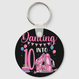 Dancing Into 10th Birthday Ballerina Ballet 10 Yea Keychain