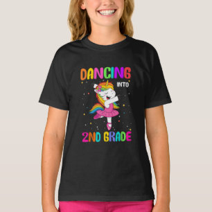 Dancing Into 2nd Grade Ballet Unicorn Girls Back t T-Shirt