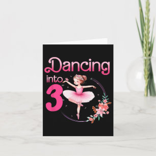 Dancing Into 3 Ballerina 3rd Birthday Party Ballet Card
