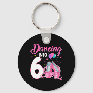 Dancing Into 6 Year Old Birthday Ballerina Girl Pa Keychain