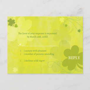 Dancing Irish Shamrocks Wedding RSVP Invitation Postcard