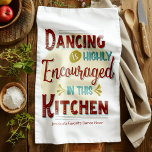 Dancing Is Highly Encouraged In This Kitchen Kitchen Towel<br><div class="desc">Dancing Is Highly Encouraged In This Kitchen Towel - Turn your kitchen into a dance floor as you moonwalk your way across the room to cook, entertain or let your hair down after a hard day. This funny typography towel is especially made for your kitchen decor! It features cool, retro,...</div>