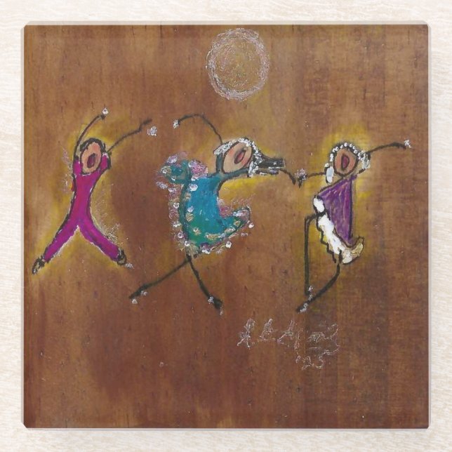 Dancing Joy Glass Coaster (Front)