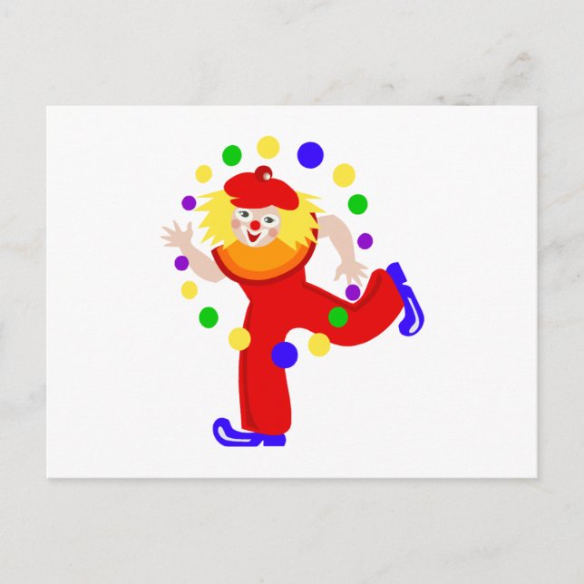 Dancing Juggler Clown Postcard (Front)