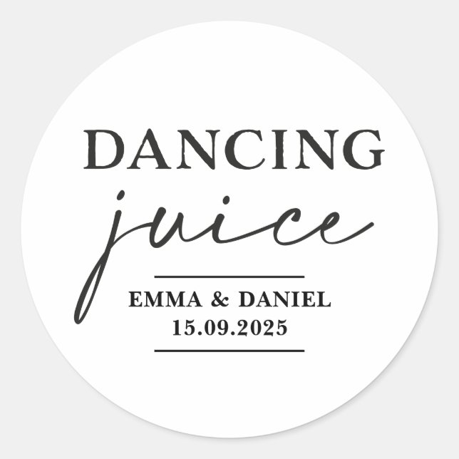 Dancing Juice Wedding Favor Stickers (Front)