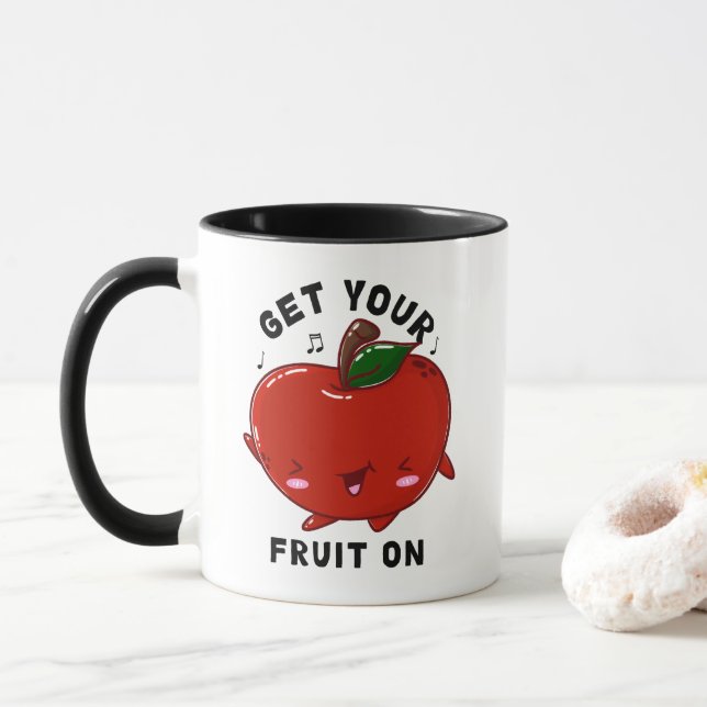 Dancing Kawaii Apple Mug (With Donut)