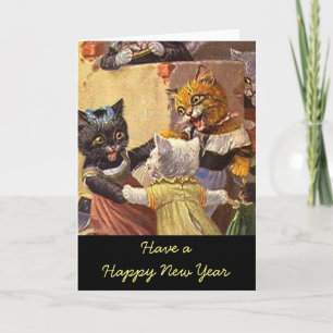 Dancing Kittens New Year Holiday Card