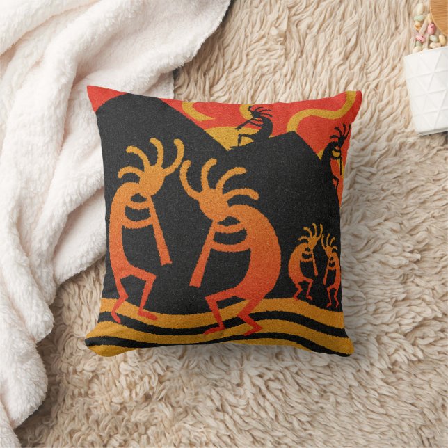 Dancing Kokopelli Desert Southwest Design Throw Pillow (Blanket)