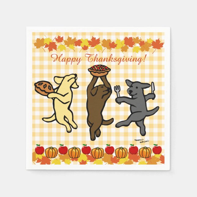 Dancing Labrador Trio Thanksgiving Napkin (Front)