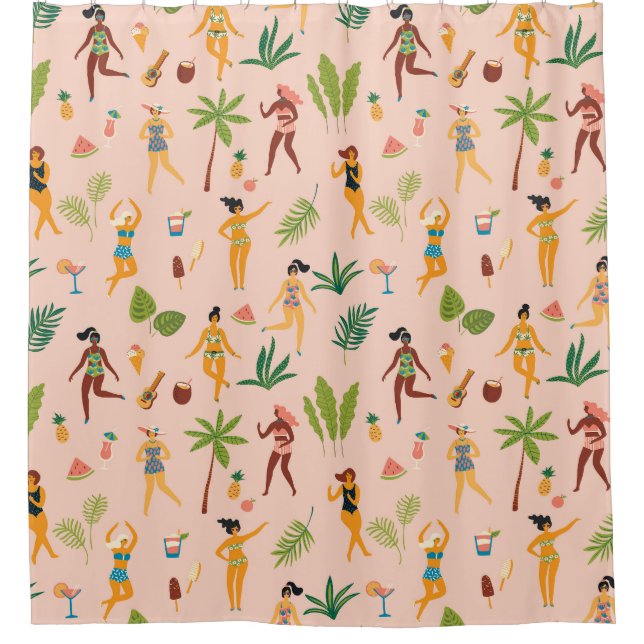 Dancing ladies, palm leaves pattern. (Front)