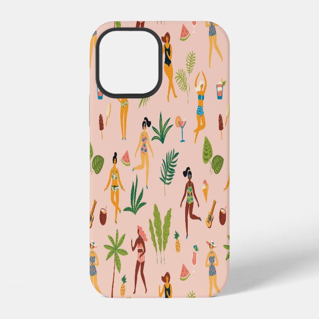 Dancing ladies, palm leaves pattern. iPhone case (Back)