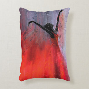 Dancing Lady in Red - Abstract Original Painting Accent Pillow