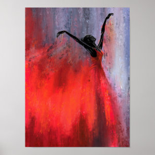 Dancing Lady in Red - Abstract Original Painting Poster