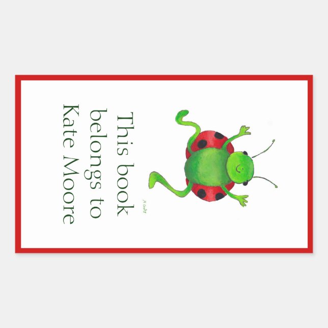 Dancing ladybug bookplate sticker (Front)