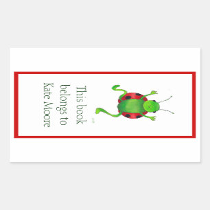 Dancing ladybug bookplate sticker