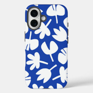 Dancing Leaves Blue Pattern iPhone 16 Case