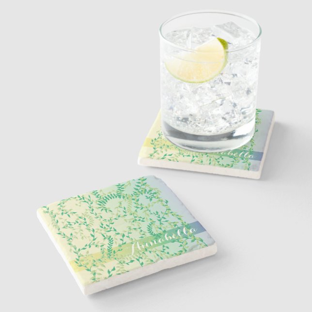 Dancing leaves stone coaster (Side)