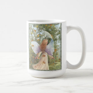 "Dancing Leaves" White ceramic coffee mug