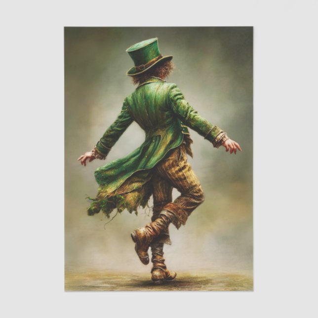 Dancing Leprechaun Irish Portrait FD6R Decoupage Tissue Paper (Front)