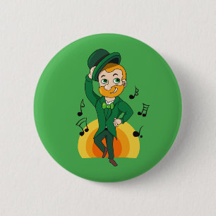 Dancing leprechaun, St. Patrick's Day cartoon 2 Inch Round Button