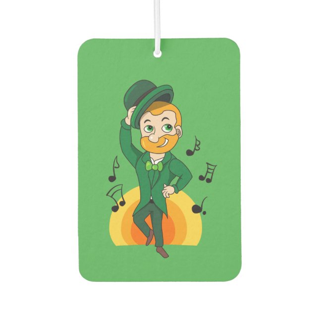 Dancing leprechaun, St. Patrick's Day cartoon  Air Freshener (Front)