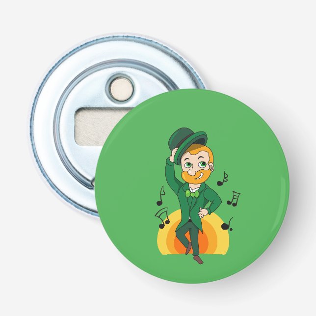 Dancing leprechaun, St. Patrick's Day cartoon  Bottle Opener (Front)