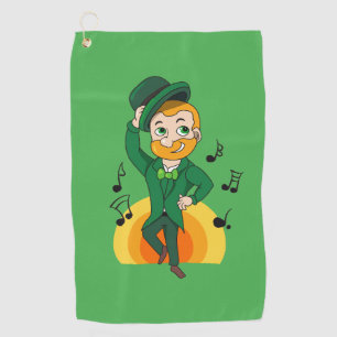 Dancing leprechaun, St. Patrick's Day cartoon  Golf Towel