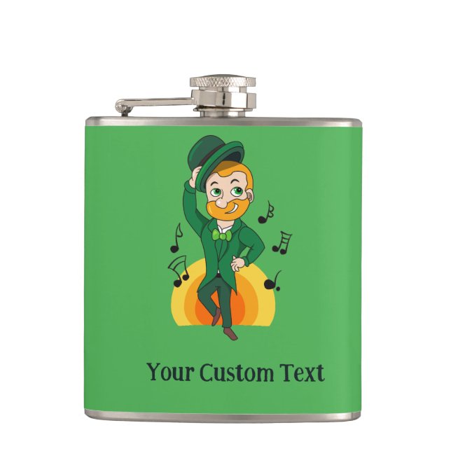 Dancing leprechaun, St. Patrick's Day cartoon  Hip Flask (Front)