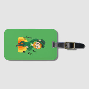 Dancing leprechaun, St. Patrick's Day cartoon  Luggage Tag
