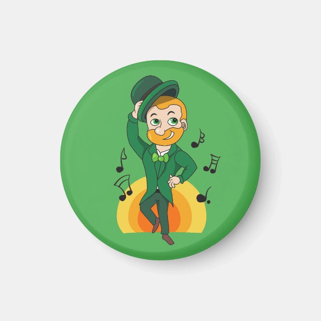 Dancing leprechaun, St. Patrick's Day cartoon  Magnet (Front)