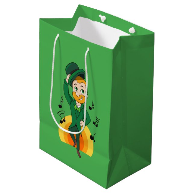 Dancing leprechaun, St. Patrick's Day cartoon  Medium Gift Bag (Front Angled)