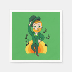 Dancing leprechaun, St. Patrick's Day cartoon Napkin