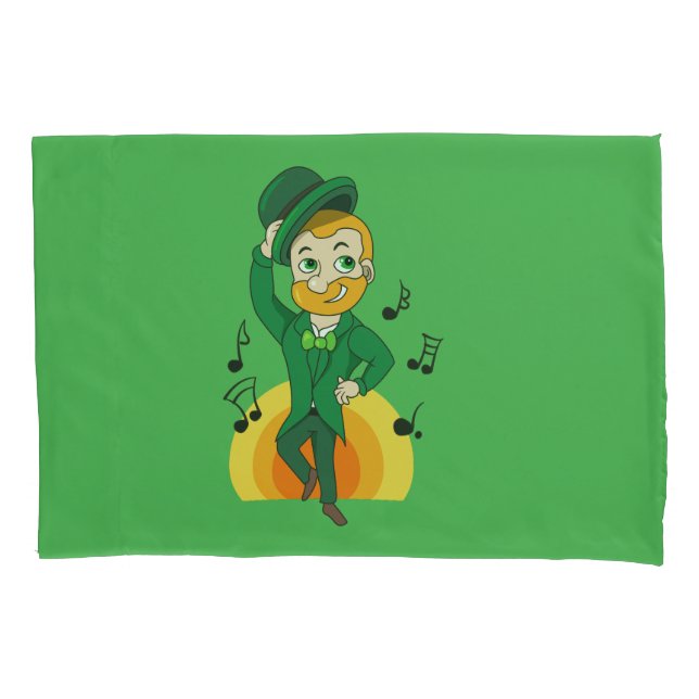 Dancing leprechaun, St. Patrick's Day cartoon  Pillowcase (Front)