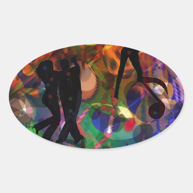 Dancing light , celebration party oval sticker (Front)