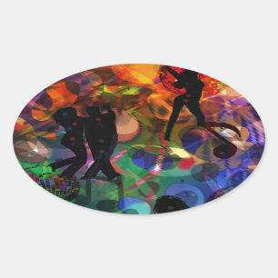 Dancing light , celebration party oval sticker