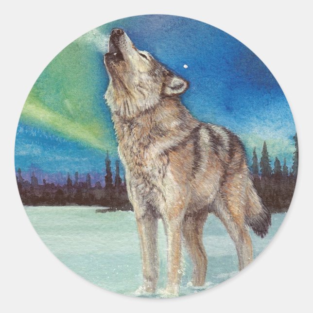 Dancing Lights howling wolf stickers (Front)