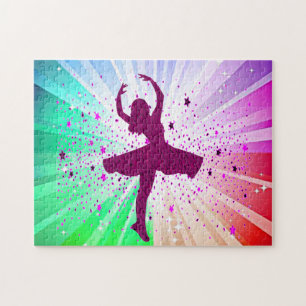 Dancing lights puzzle with beautiful dancer.